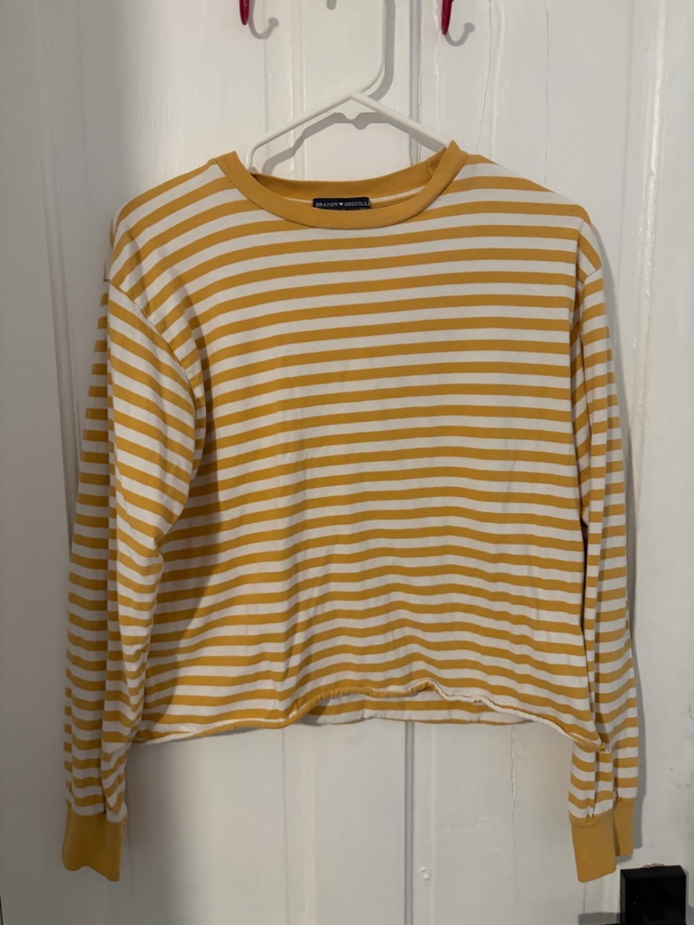 Brandy Melville Striped Yellow and White Long Sleeve Tee
